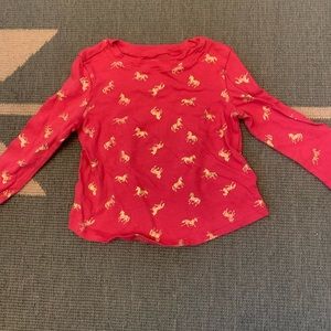 Old Navy Long Sleeve Tee Pink with Gold Unicorns size 12-18 months